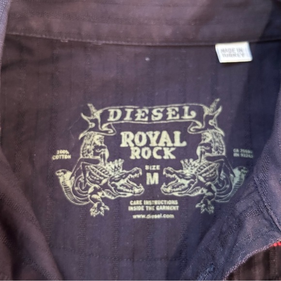 Diesel Royal Rock Blue White Red Embroidered Long Sleeve 100% Cotton Shirt sz M - Picture 5 of 5